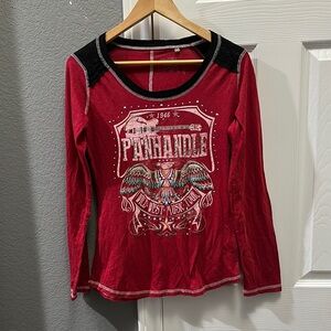 Panhandle women’s long sleeve red top size medium western boho